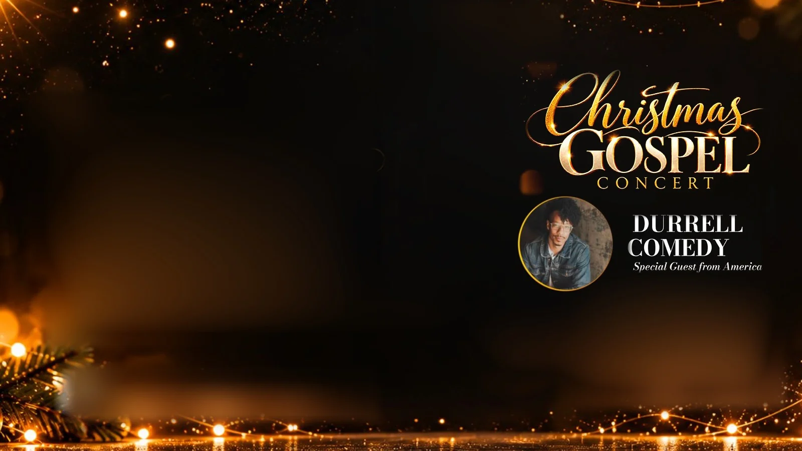 Christmas Gospel Concert at the Nuovo Teatro Verdi, with a photo of guest Durell Comedy, Special Guest from America, against Christmas lights